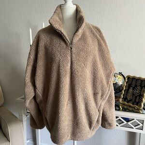 Express oversized fuzzy quartz zip sweater